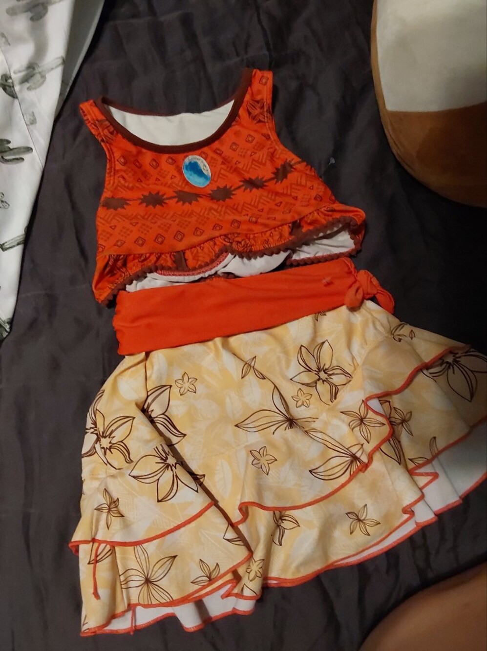 Disney Moana Three Piece Girls Swim Suit And Skirt - Picture 8 of 9